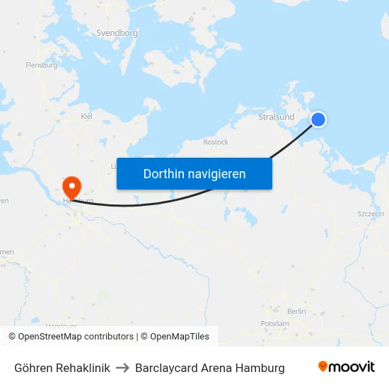 Göhren Rehaklinik to Barclaycard Arena Hamburg map