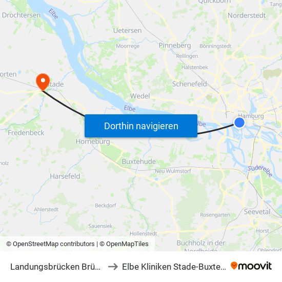 Landungsbrücken Brücke 3 to Elbe Kliniken Stade-Buxtehude map