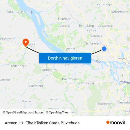 Arenen to Elbe Kliniken Stade-Buxtehude map