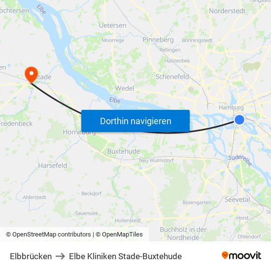 Elbbrücken to Elbe Kliniken Stade-Buxtehude map