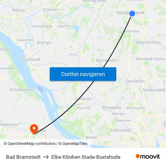 Bad Bramstedt to Elbe Kliniken Stade-Buxtehude map