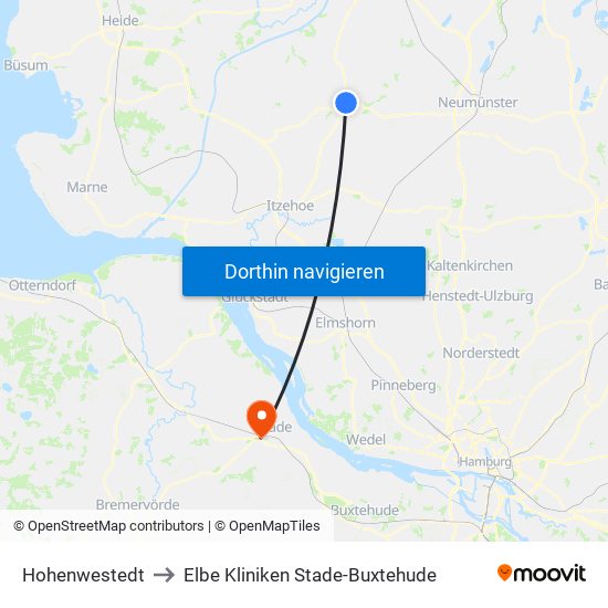 Hohenwestedt to Elbe Kliniken Stade-Buxtehude map