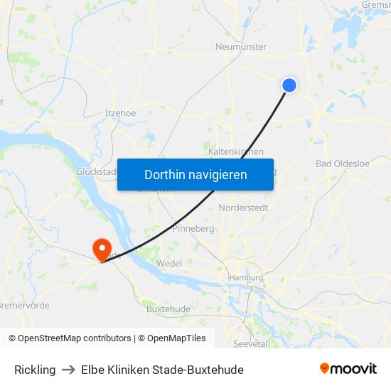 Rickling to Elbe Kliniken Stade-Buxtehude map