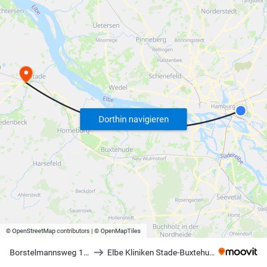 Borstelmannsweg 133 to Elbe Kliniken Stade-Buxtehude map