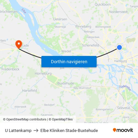 U Lattenkamp to Elbe Kliniken Stade-Buxtehude map