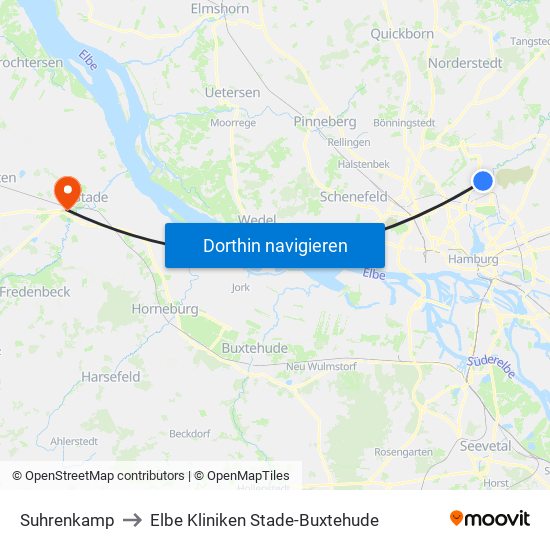 Suhrenkamp to Elbe Kliniken Stade-Buxtehude map