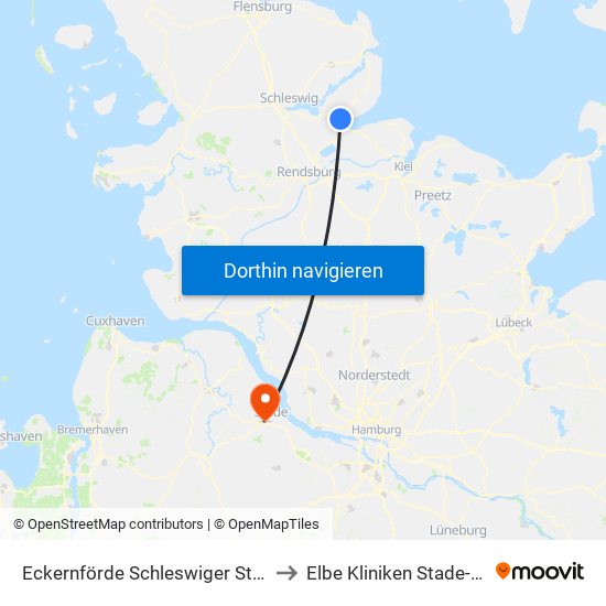 Eckernförde Schleswiger Straße/Friedhof to Elbe Kliniken Stade-Buxtehude map