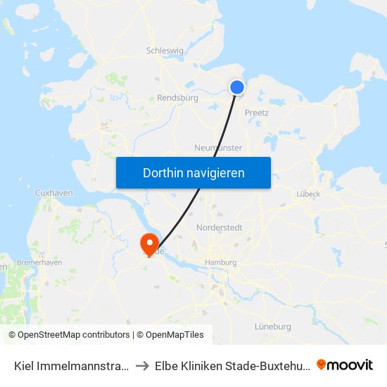 Kiel Immelmannstraße to Elbe Kliniken Stade-Buxtehude map