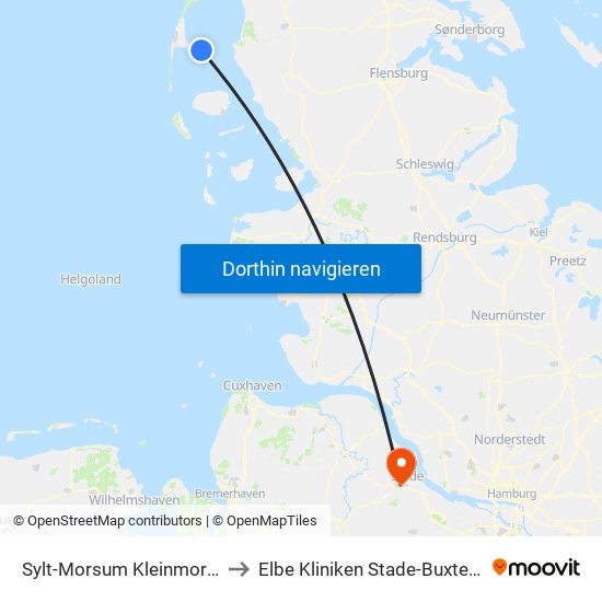 Sylt-Morsum Kleinmorsum to Elbe Kliniken Stade-Buxtehude map