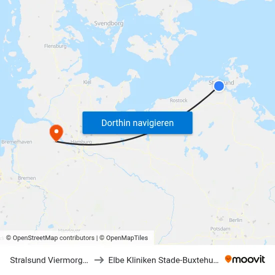Stralsund Viermorgen to Elbe Kliniken Stade-Buxtehude map