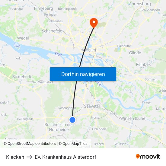 Klecken to Ev. Krankenhaus Alsterdorf map