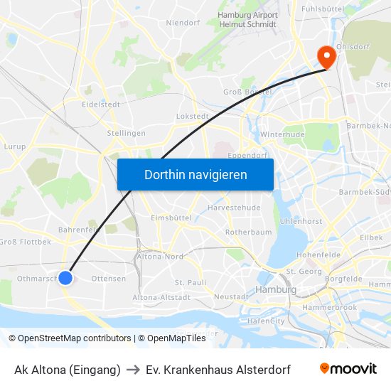 Ak Altona (Eingang) to Ev. Krankenhaus Alsterdorf map