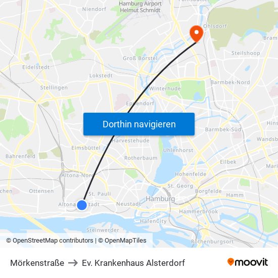 Mörkenstraße to Ev. Krankenhaus Alsterdorf map