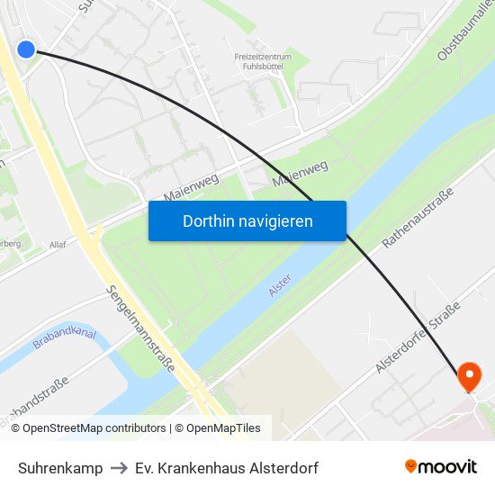 Suhrenkamp to Ev. Krankenhaus Alsterdorf map