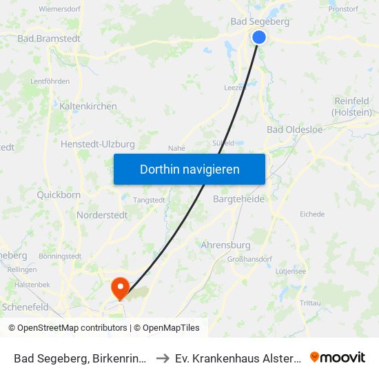 Bad Segeberg, Birkenring 16 to Ev. Krankenhaus Alsterdorf map