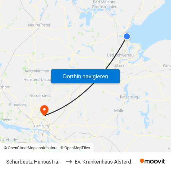 Scharbeutz Hansastraße to Ev. Krankenhaus Alsterdorf map