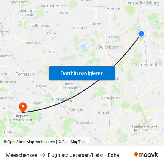 Meeschensee to Flugplatz Uetersen / Heist - Edhe map