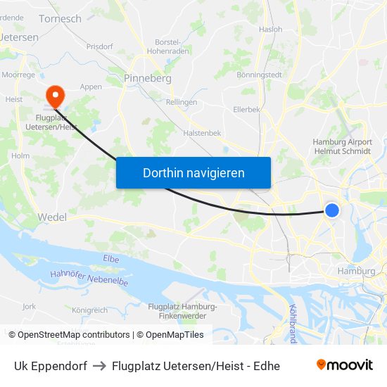 Uk Eppendorf to Flugplatz Uetersen / Heist - Edhe map