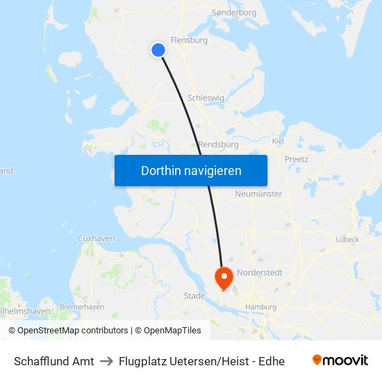 Schafflund Amt to Flugplatz Uetersen / Heist - Edhe map