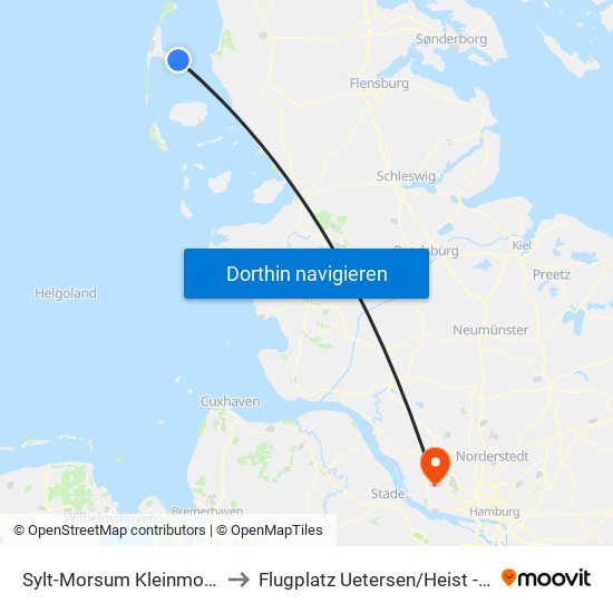 Sylt-Morsum Kleinmorsum to Flugplatz Uetersen / Heist - Edhe map