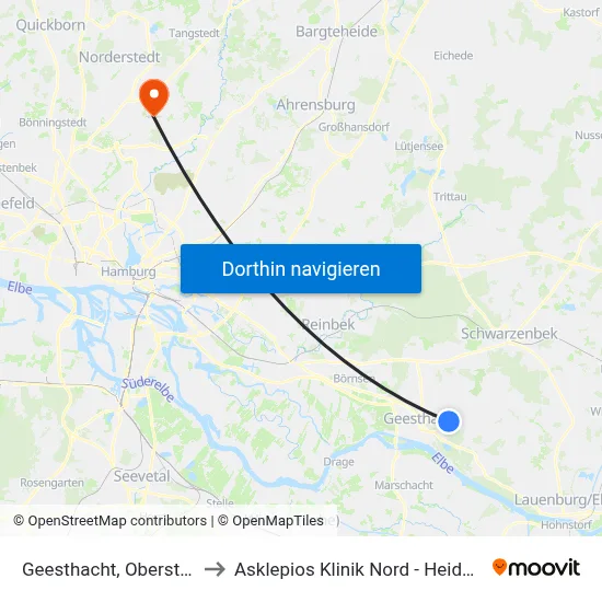 Geesthacht, Oberstadt to Asklepios Klinik Nord - Heidberg map