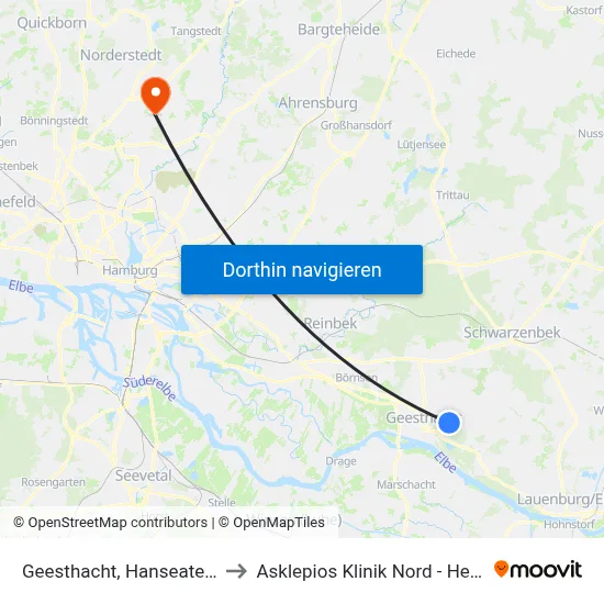 Geesthacht, Hanseatenweg to Asklepios Klinik Nord - Heidberg map