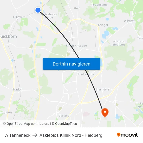 A Tanneneck to Asklepios Klinik Nord - Heidberg map
