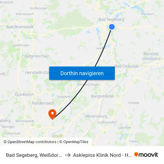 Bad Segeberg, Weißdornstraße to Asklepios Klinik Nord - Heidberg map
