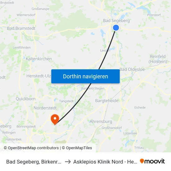Bad Segeberg, Birkenring 16 to Asklepios Klinik Nord - Heidberg map