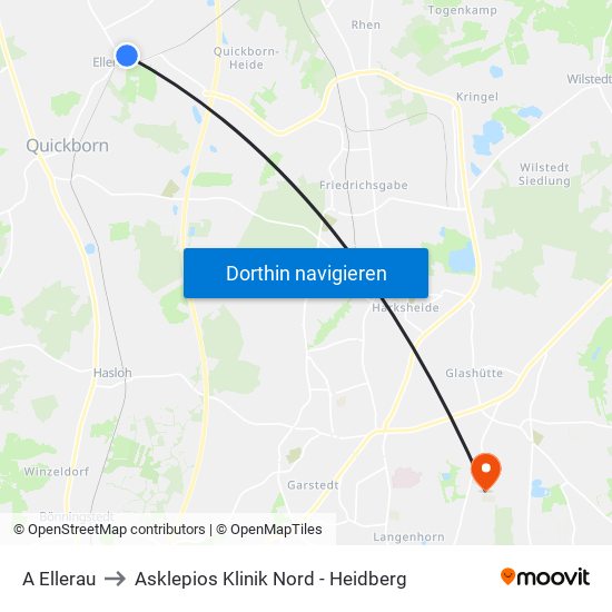 A Ellerau to Asklepios Klinik Nord - Heidberg map