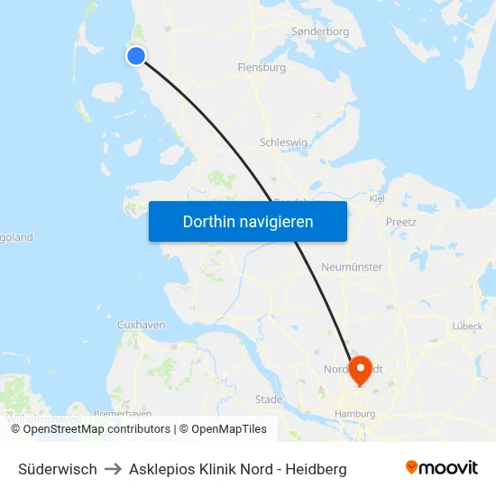 Süderwisch to Asklepios Klinik Nord - Heidberg map