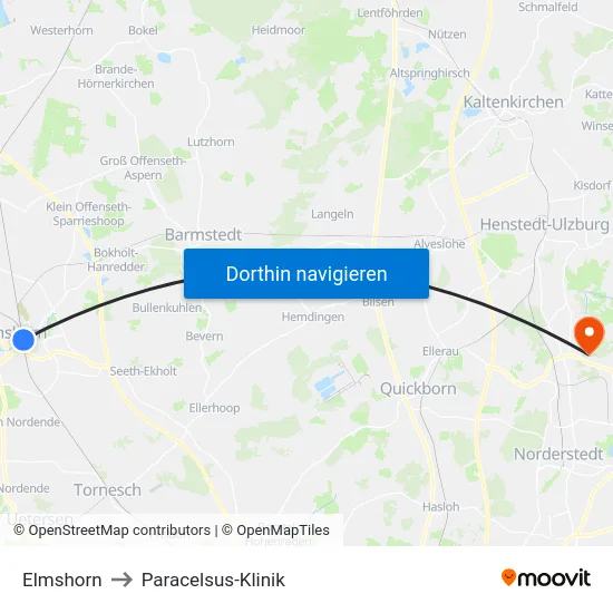 Elmshorn to Paracelsus-Klinik map