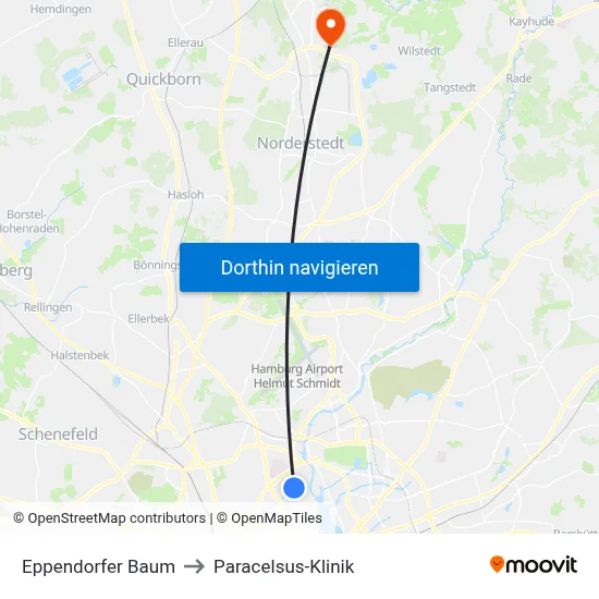 Eppendorfer Baum to Paracelsus-Klinik map