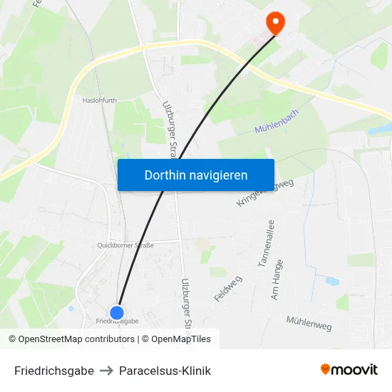 Friedrichsgabe to Paracelsus-Klinik map