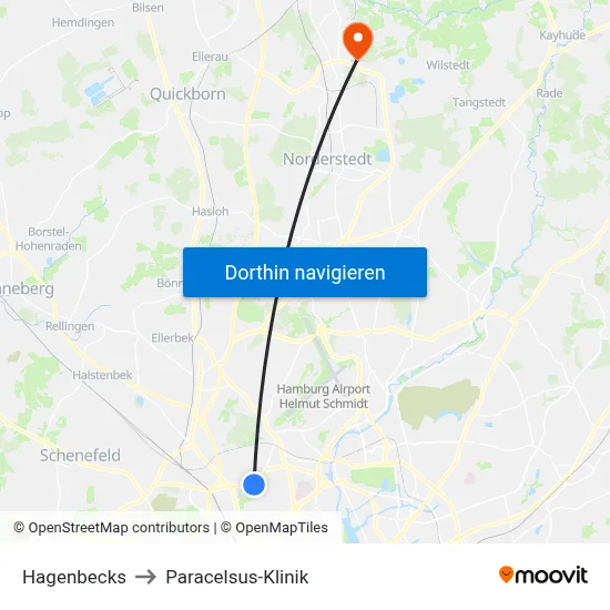 Hagenbecks to Paracelsus-Klinik map