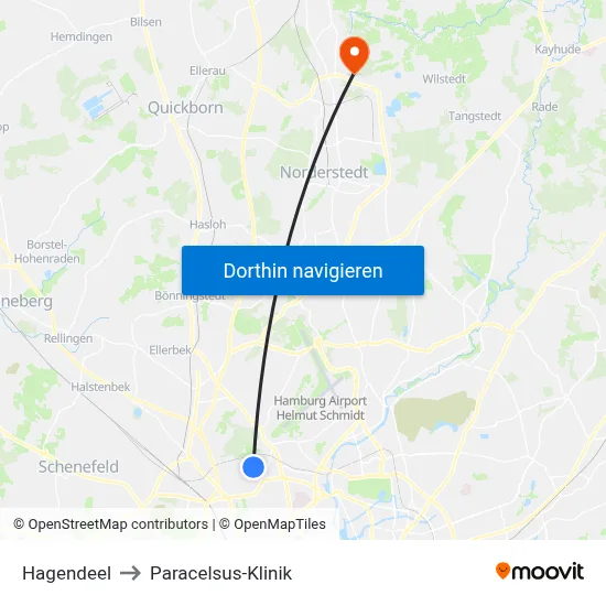 Hagendeel to Paracelsus-Klinik map