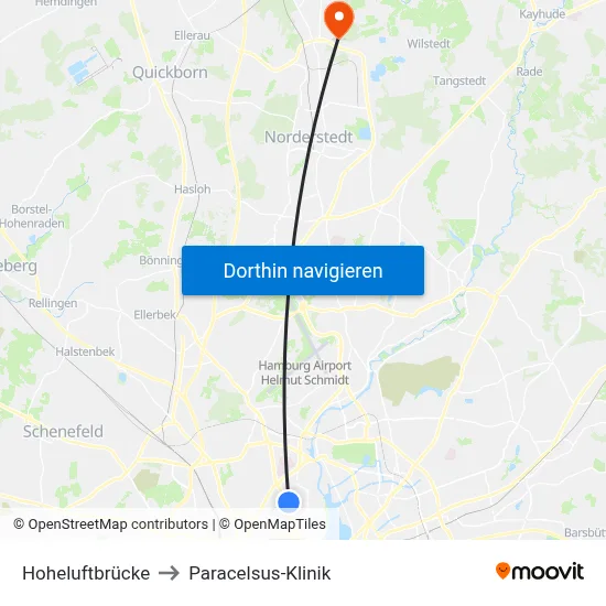 Hoheluftbrücke to Paracelsus-Klinik map