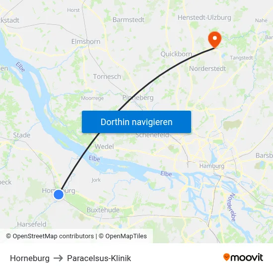 Horneburg to Paracelsus-Klinik map
