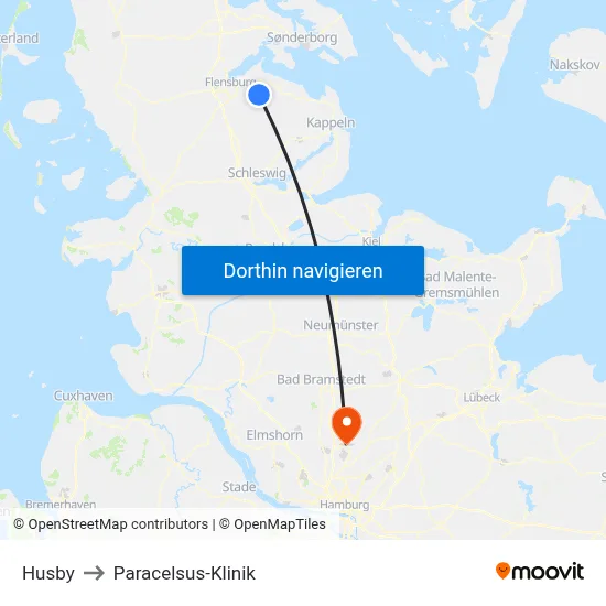 Husby to Paracelsus-Klinik map