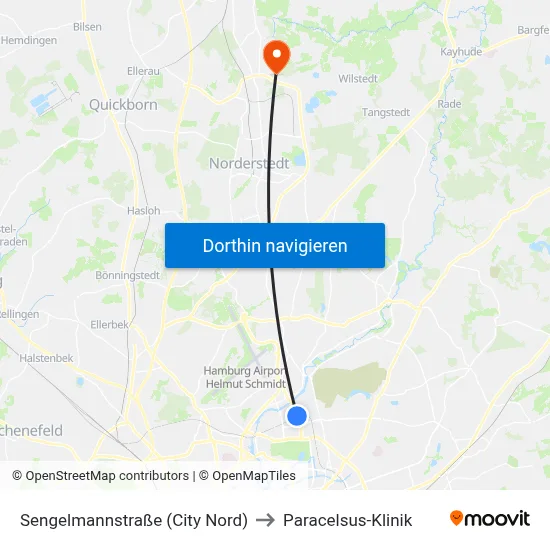 Sengelmannstraße (City Nord) to Paracelsus-Klinik map