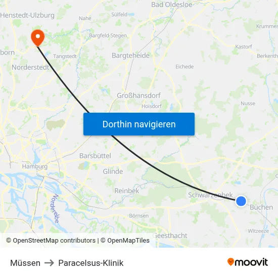 Müssen to Paracelsus-Klinik map
