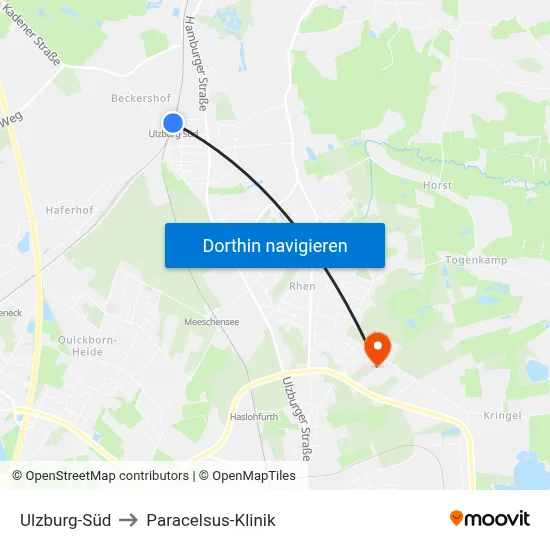 Ulzburg-Süd to Paracelsus-Klinik map