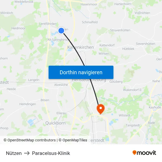 Nützen to Paracelsus-Klinik map