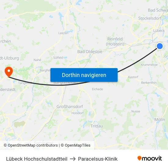 Lübeck Hochschulstadtteil to Paracelsus-Klinik map