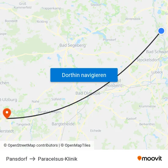 Pansdorf to Paracelsus-Klinik map