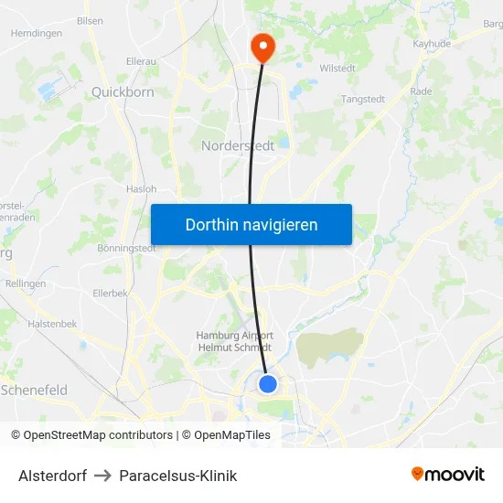 Alsterdorf to Paracelsus-Klinik map