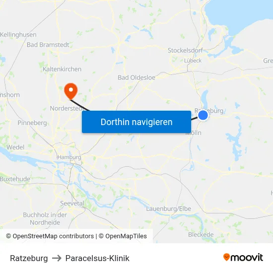 Ratzeburg to Paracelsus-Klinik map