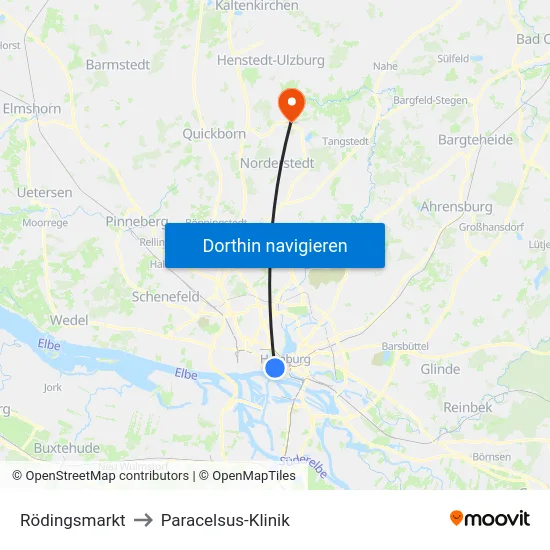 Rödingsmarkt to Paracelsus-Klinik map