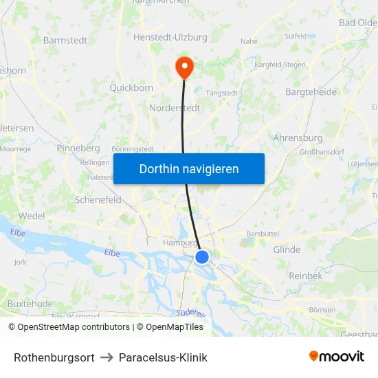 Rothenburgsort to Paracelsus-Klinik map