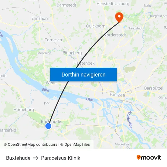Buxtehude to Paracelsus-Klinik map